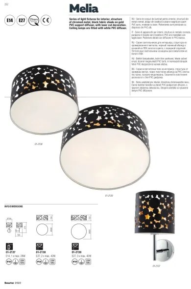 Redo 01-2138 - Mennyezeti lámpa MELIA 2xE27/42W/230V átm. 30 cm