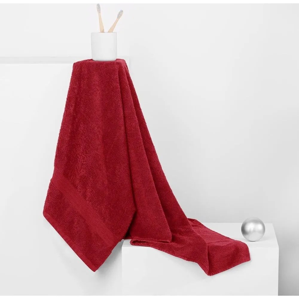 Piros frottír pamut törölköző és fürdőlepedő készlet 4 db-os Marina – DecoKing