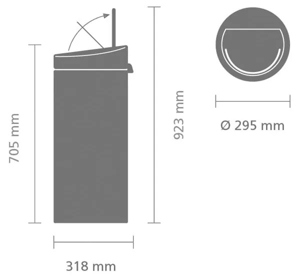 Szürke acél érintésre nyíló szemetes 30 l Touch Bin – Brabantia