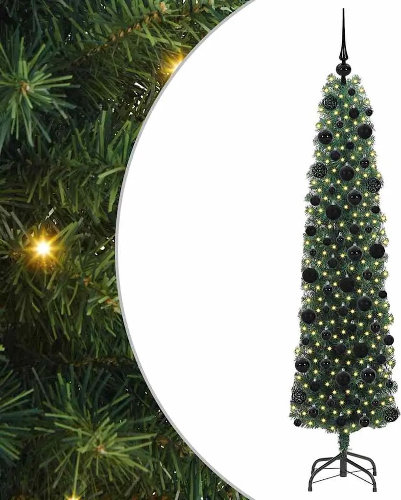 vidaXL Mű karácsonyfa 300 LED-del Zöld 180 cm PVC, acél és műanyag