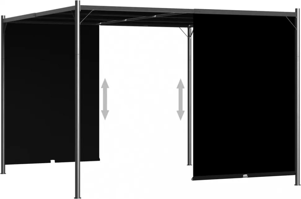 vidaXL antracitszürke kerti pavilon behúzható tetővel 3 x 3 m