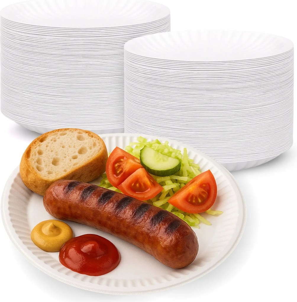 Papírtányér Eldobható Fehér Desszertes Tányér Eko 23cm 100db