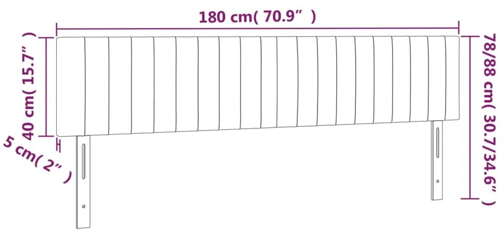 sötétkék bársony LED-es fejtámla 180x5x78/88 cm