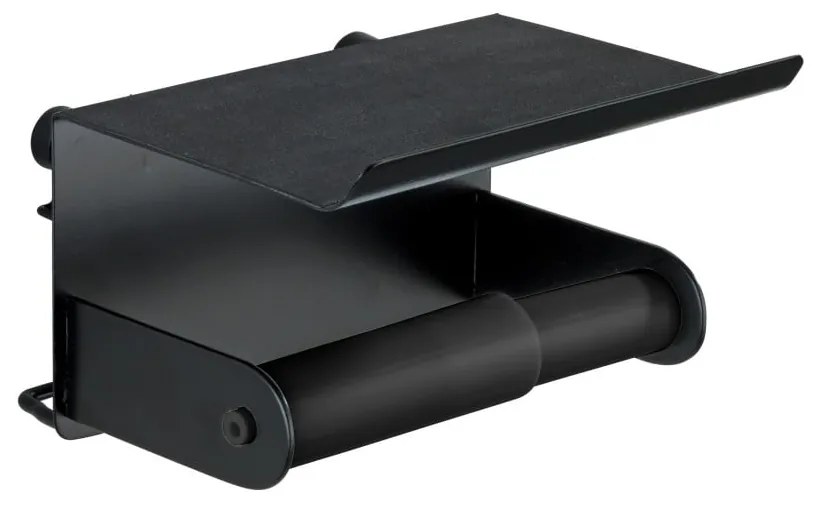 Classic Plus fekete fali wc-papírtartó telefontartóval - Wenko