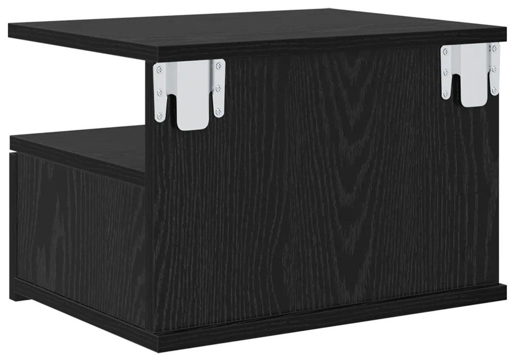 Falra Szerelhető Éjjeli Asztal Fekete Tölgy 40x31x27 cm MDF