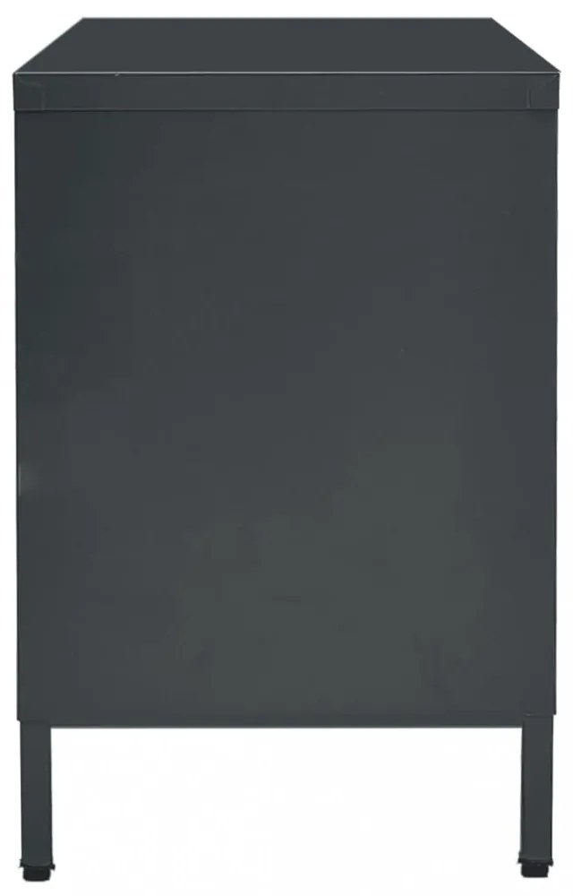 antracitszürke acél és üveg TV-szekrény 105 x 35 x 52 cm