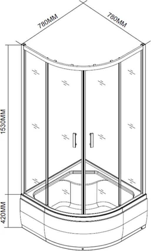 Spirit Deep 80x80 cm-es íves zuhanykabin, mélytálcával