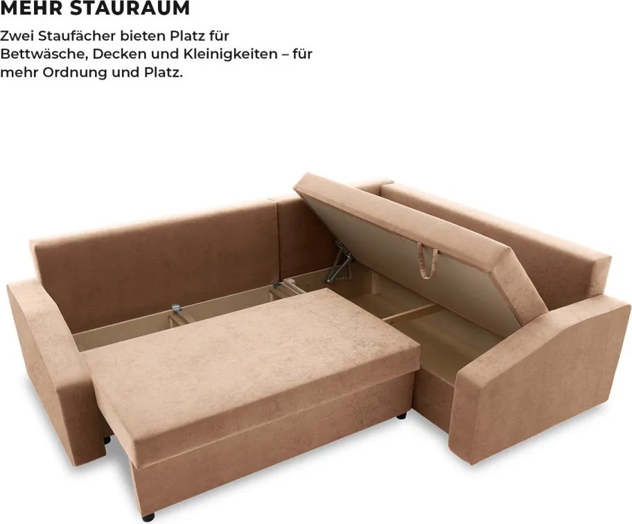 Grande Plus sarokkanapé, jobboldali, szövet anyag, barna