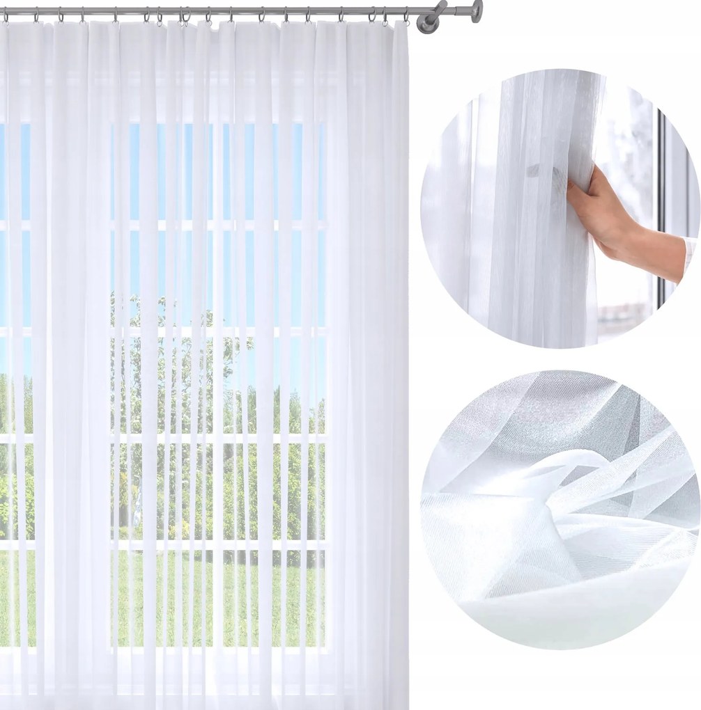 Függöny Kész Fátyol Fehér 350x260 CM Függöny Béka Szalag Függöny