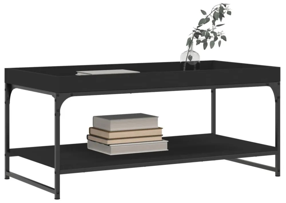 fekete szerelt fa dohányzóasztal 100 x 49 x 45 cm