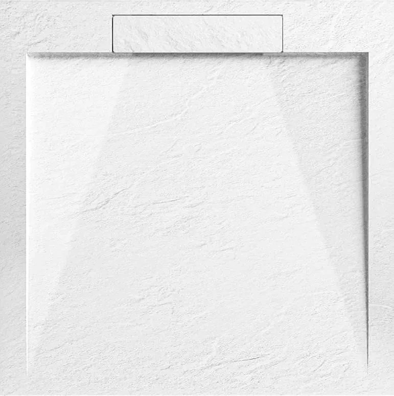 Viva ES zuhanytálca - matt fehér - kőhatású - kompozit ásvány - szifonnal - 90 x 90 x 3 cm
