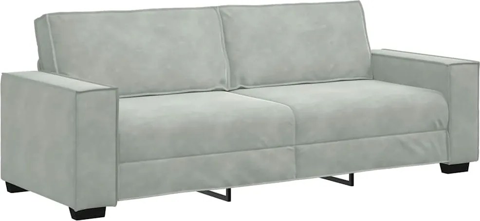 vidaXL 3 személyes világosszürke bársony kanapé 220x78x84 cm