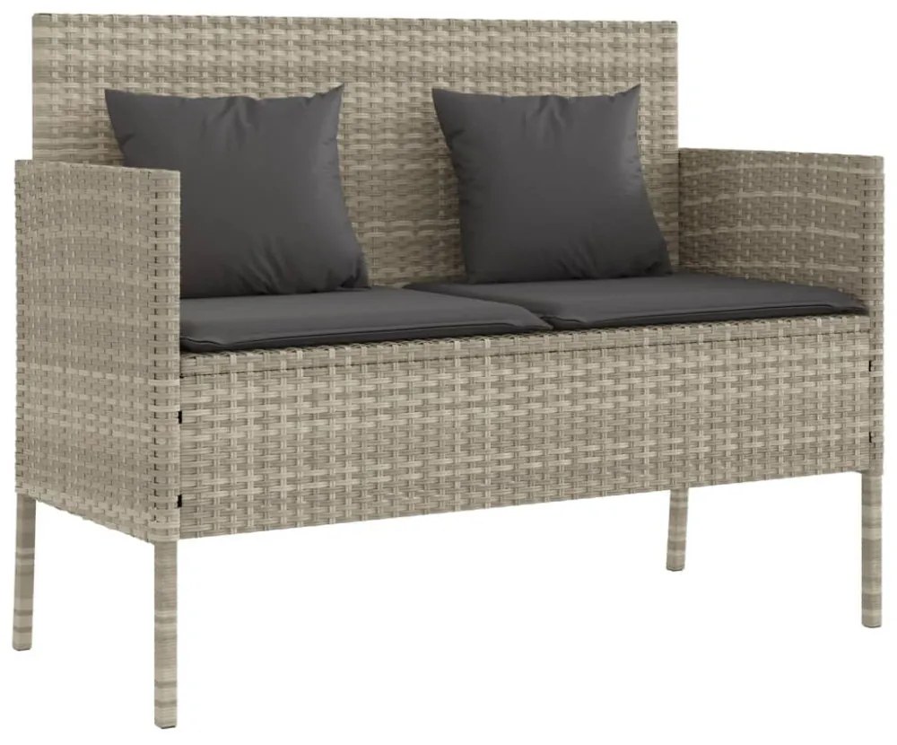 világosszürke polyrattan kerti pad párnákkal