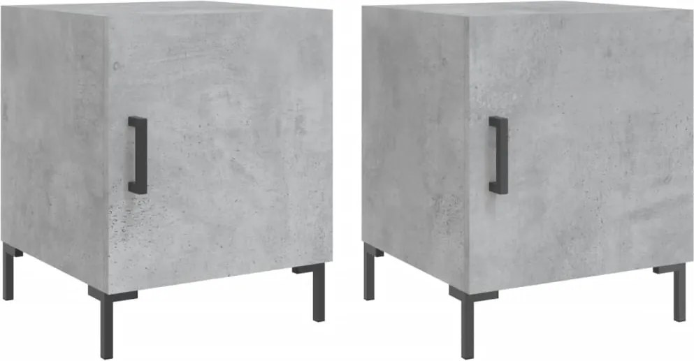 vidaXL 2 db betonszürke szerelt fa éjjeliszekrény 40 x 40 x 50 cm
