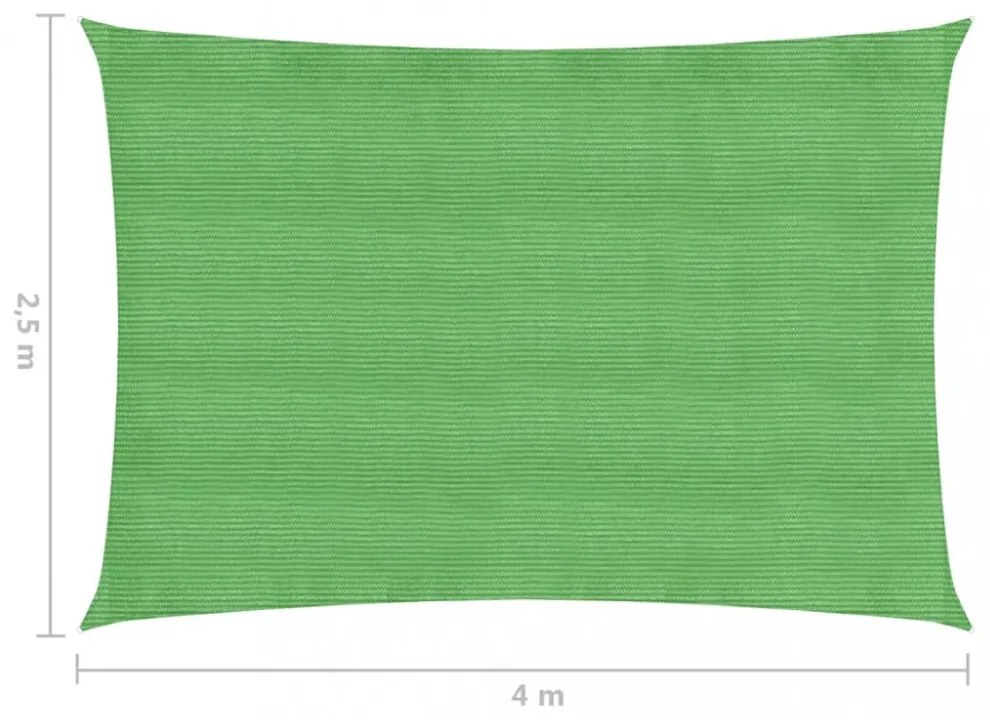 világoszöld HDPE napvitorla 160 g/m² 2,5 x 4 m