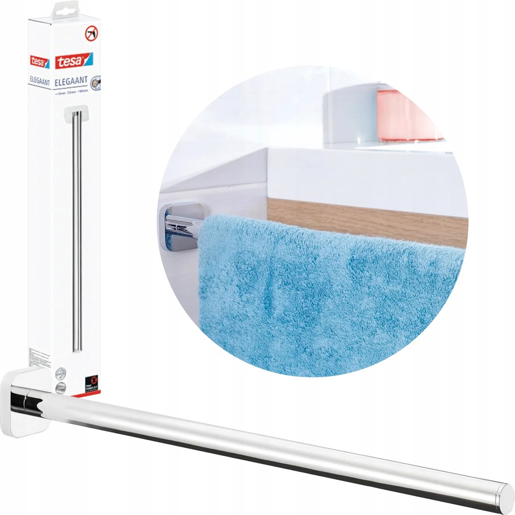 Fürdőszobai Törölközőtartó Öntapadós Tesa Elegaant Fém