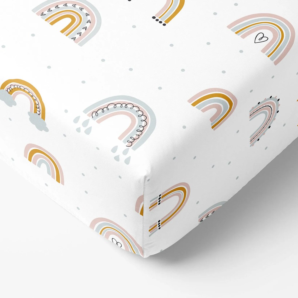 Goldea pamut gumis lepedő - festett szivárványok 120 x 200 cm