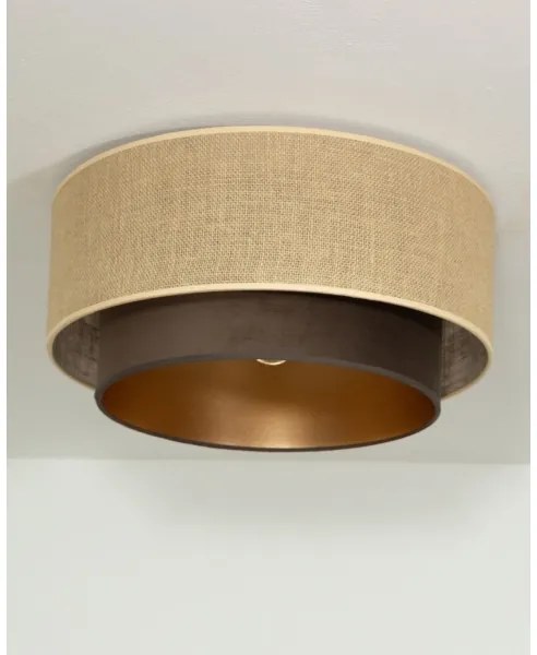 SARTA mennyezeti lámpa, 1xE27/60W/230V, átmérő 45 cm, barna/juta