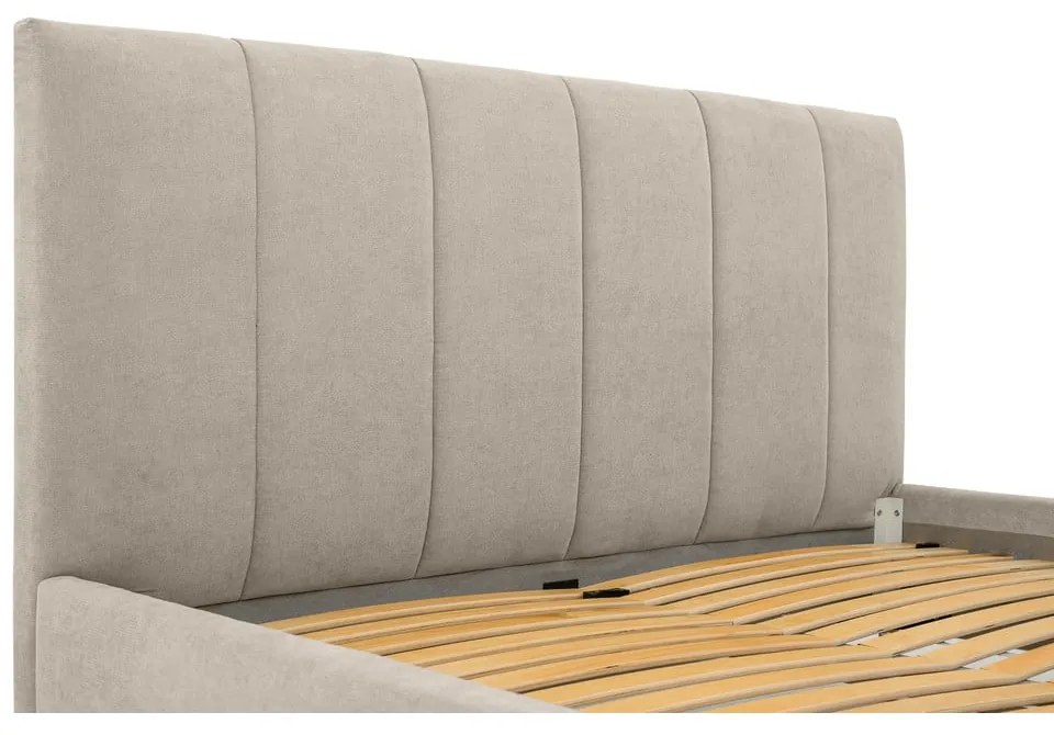 Bézs kárpitozott franciaágy ágyráccsal 160x200 cm Zee – Scandic