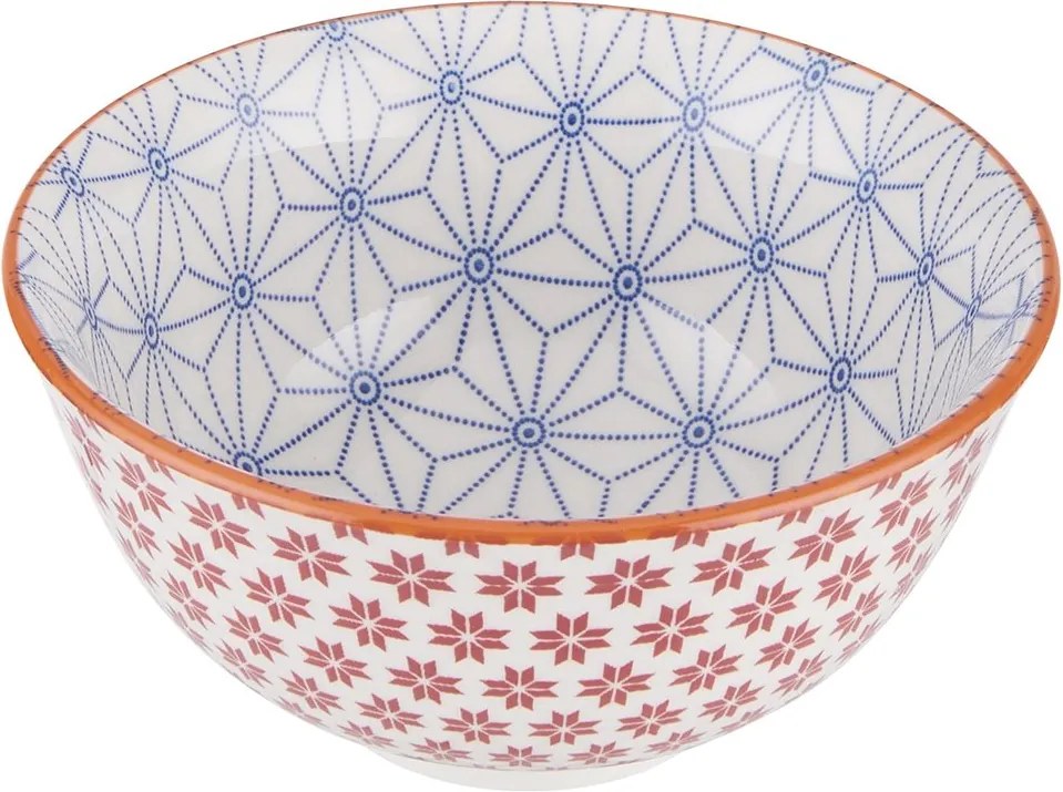 ORNAMENTS tálka 240 ml, piros-kék