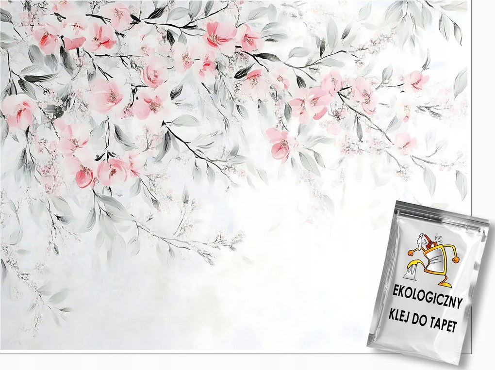 Fotótapéta Cseresznyevirágok Levelek Zöld Hálószoba Nappali Tapéta 200x140