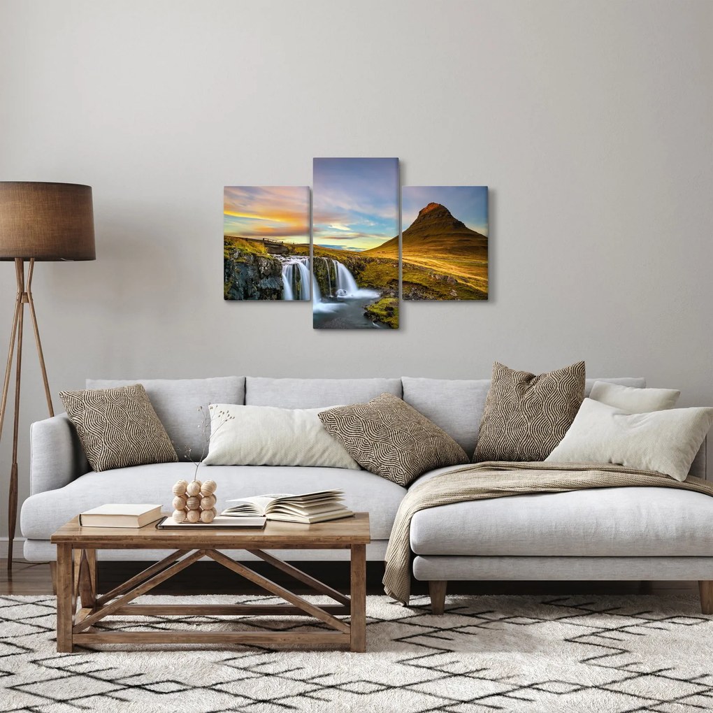 Kép a hegyekről és vízesésekről Izlandon (90x60 cm)