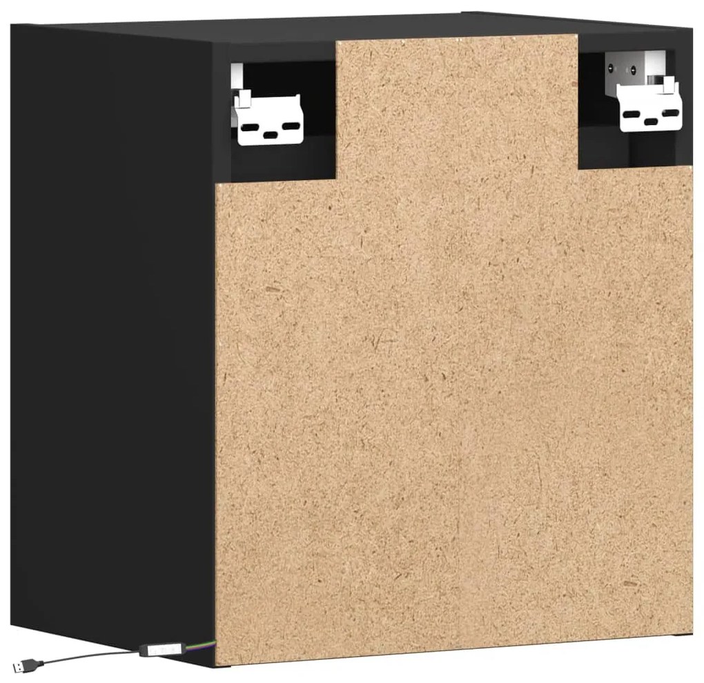 2 db fekete fali TV-szekrény LED-világítással 41x31x45 cm