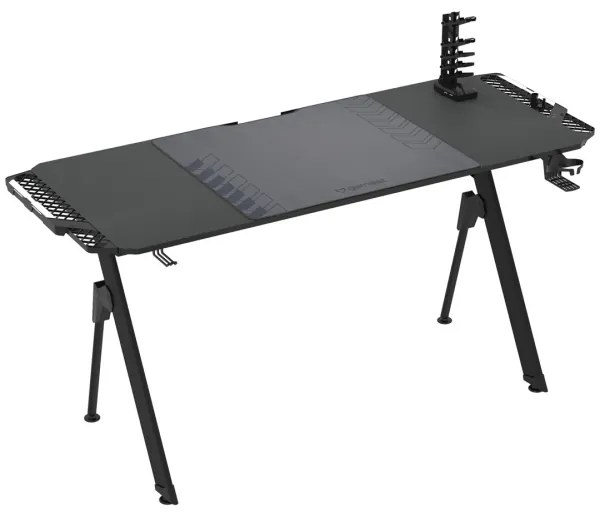 Gaming asztal FALCON LED RGB háttérvilágítással 156x60 cm fekete