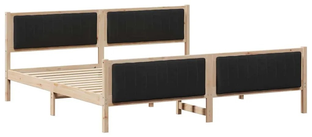 Ágykeret fejtámlával Barna és fekete 200 x 200 cm Tömör fenyőfa