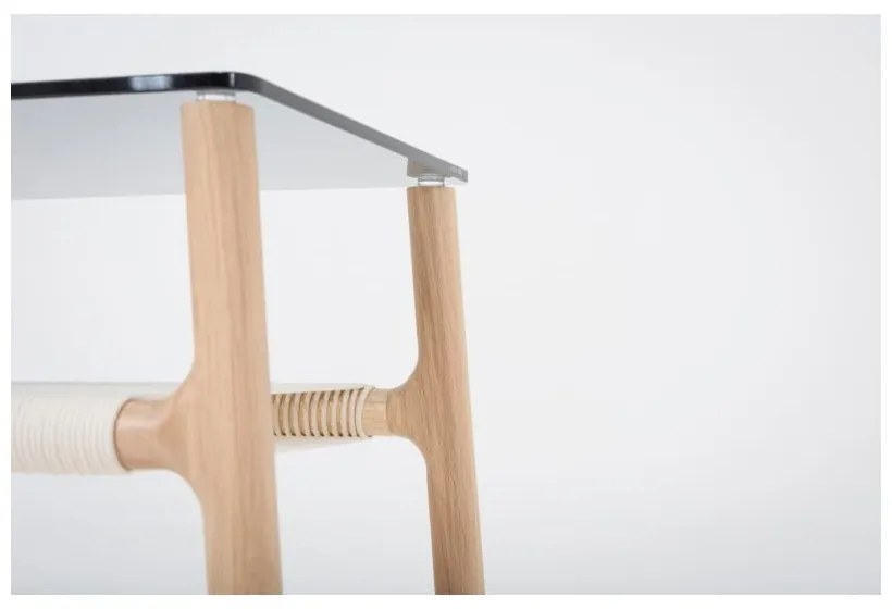 Fawn kisasztal tömör tölgyfa szerkezettel és szürke asztallappal - Gazzda