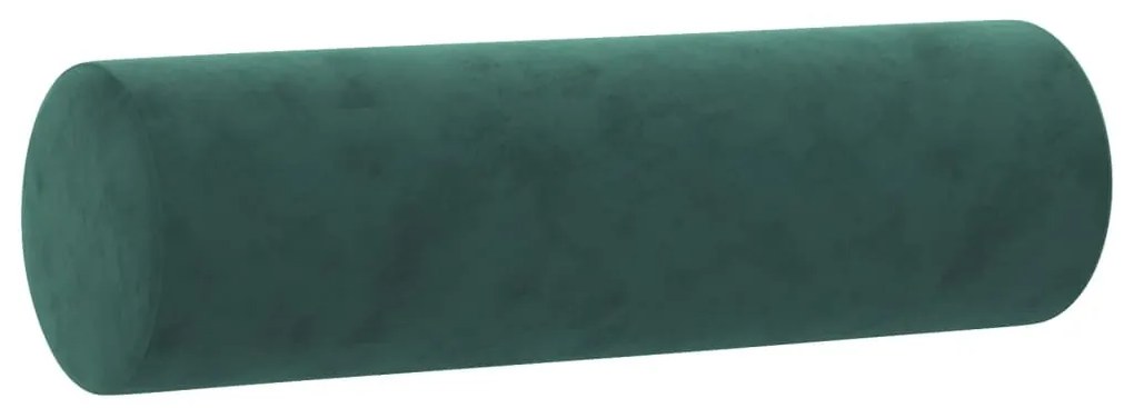 2 db sötétzöld bársony díszpárna Ø15x50 cm