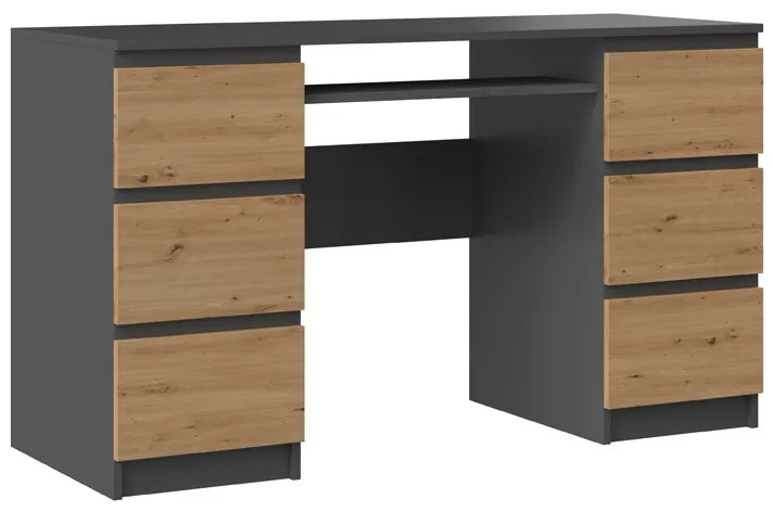 Riano MIX Kuba számítógépasztal, 130x76x51 cm, antracit-tölgy