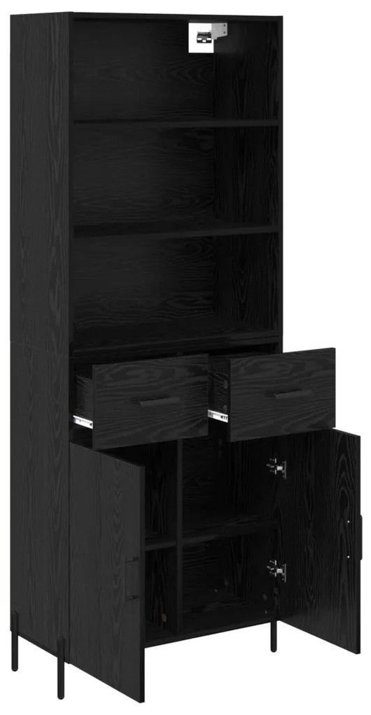 Magasfiú fiókkal Musta tammi 69,5 x 34 x 180 cm Faanyag