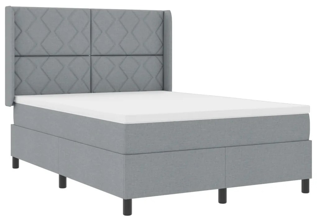 Boxspring Ágy Matracra & LED Fénnyel Világosszürke 140x200 cm Szövet