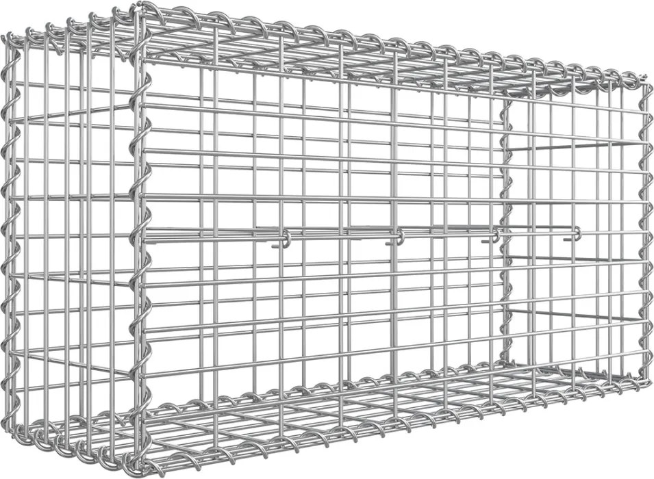 Gabion rács, galvanizált acél hálóval 100x50x30cm, Ezüst