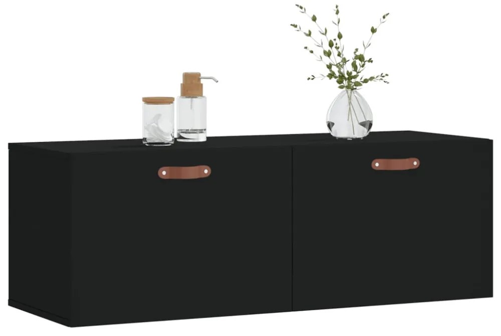 fekete szerelt fa faliszekrény 100 x 36,5 x 35 cm
