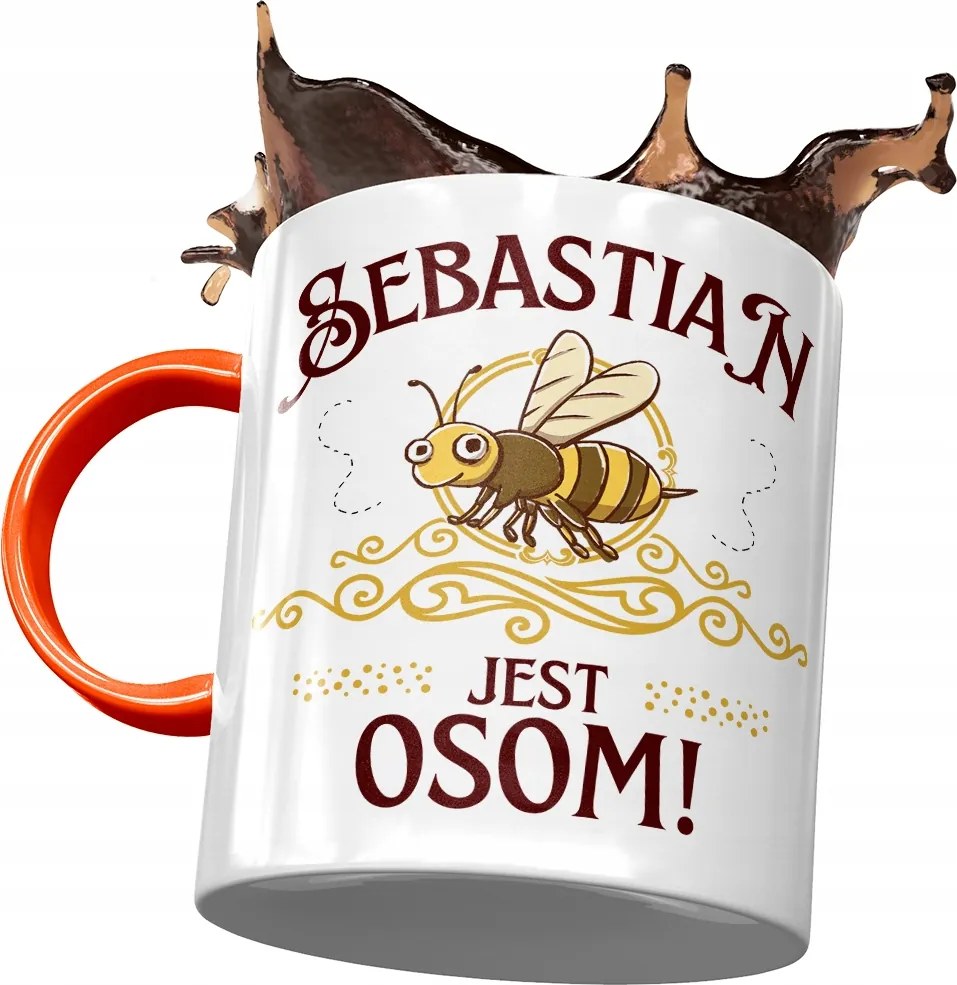 Narancssárga bögre Sebastian Kollégának Ajándék Nyomtatott Fotóval