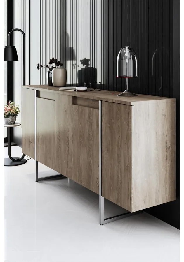 Konzolasztal Luxe - Walnut, Silver