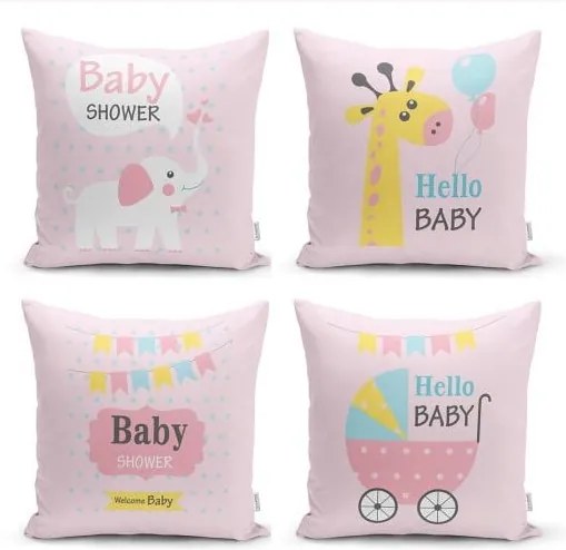 Baby Girl 4 db-os dekorációs párnahuzat szett, 45 x 45 cm - Minimalist Cushion Covers