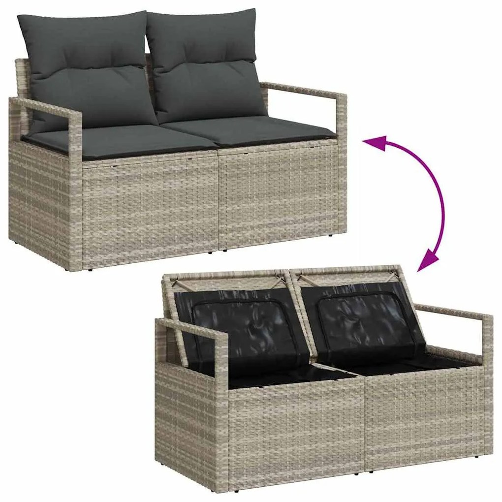 Kerti Kanapé Szett tárolóval 5 pcs Világosszürke Poli rattan