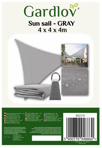 Napellenző vitorla 4x4x4m-szürke Gardlov 23141