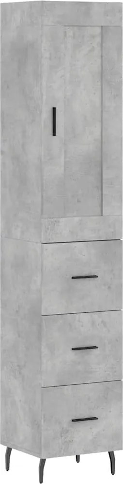 vidaXL betonszürke szerelt fa magasszekrény 34,5x34x180 cm