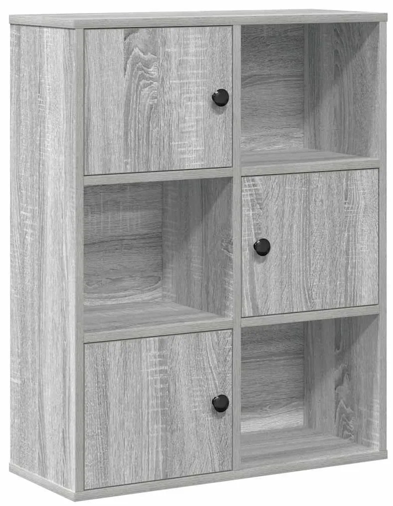 szürke sonoma színű szerelt fa könyvespolc 60x24x76,5 cm