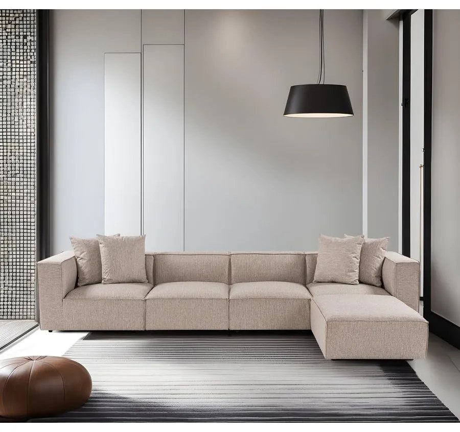 Sarokkanapé Sora (L1-O1-O1-1R-POUFFE ) - Homok Bézs