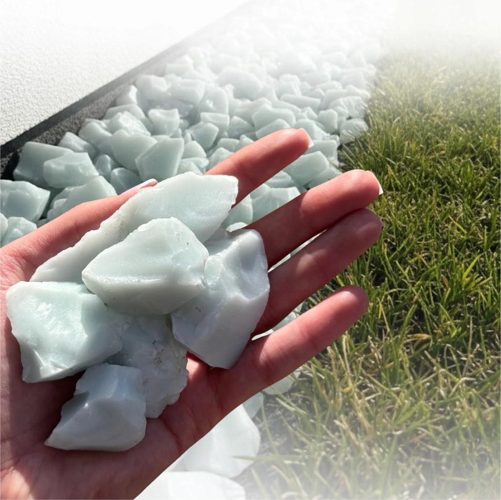 Gríz Üveg Dekorációs Kő Tejes Menta Kerti Virágtartó 2,5-5CM 2KG