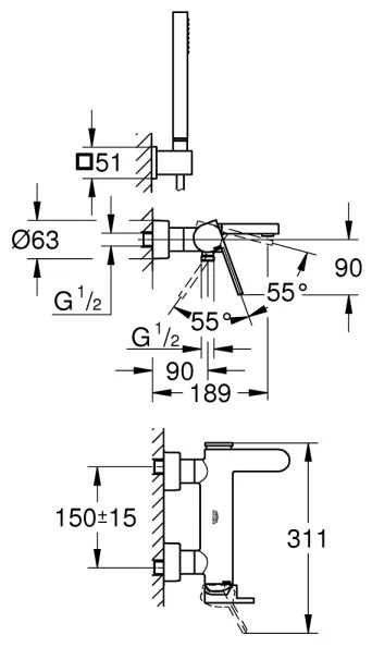 GROHE 33547003 - Kádcsaptelep PLUS fényes króm