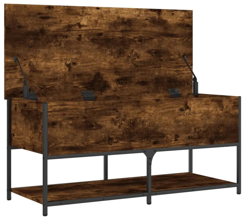 füstös tölgy színű szerelt fa tárolópad 100 x 42,5 x 47 cm