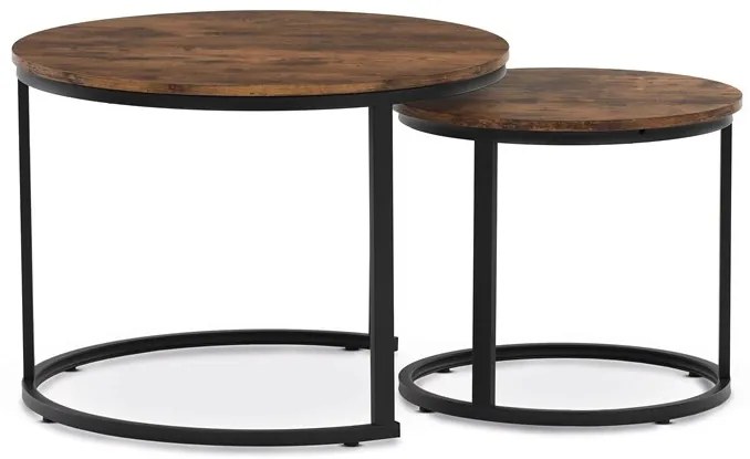 Set de mese de cafea din 2 piese, blat din MDF cu decor marmură, cadru metalic