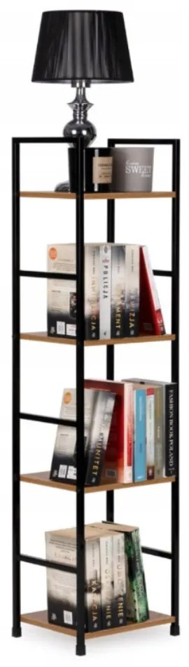 Intenso Home 4 szintes nyitott könyvespolc 29 x 112cm (Aranytölgy) | Univerzális tároló állvány fém lábakkal