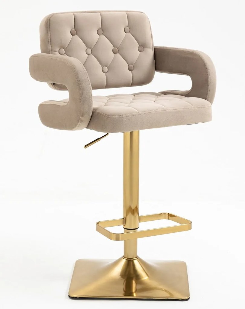 HR8403KW Latte modern velúr szék arany lábbal
